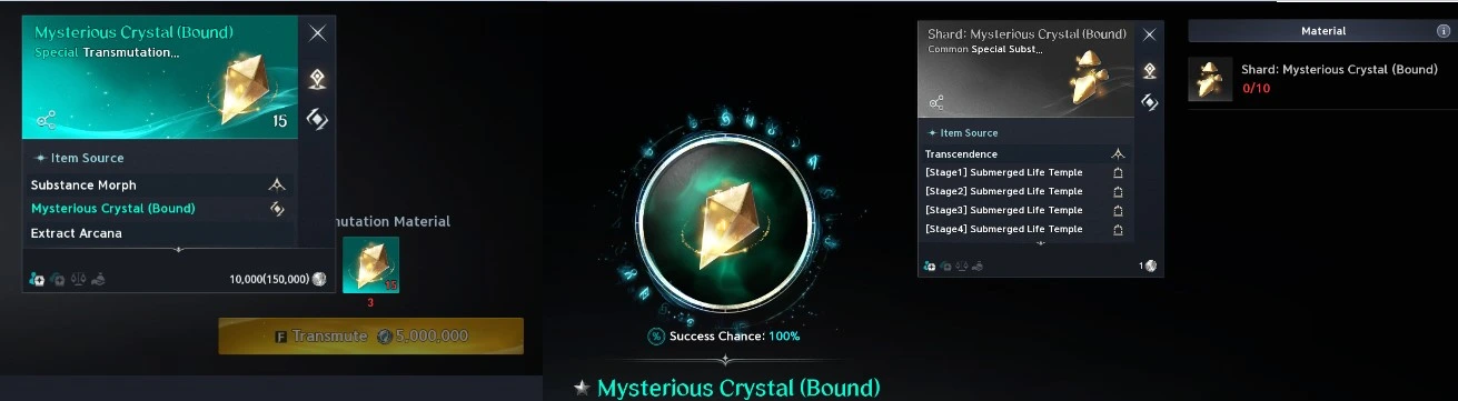 Captura de tela do AION 2: Crystals e Shards para craftar cartas de Arcana